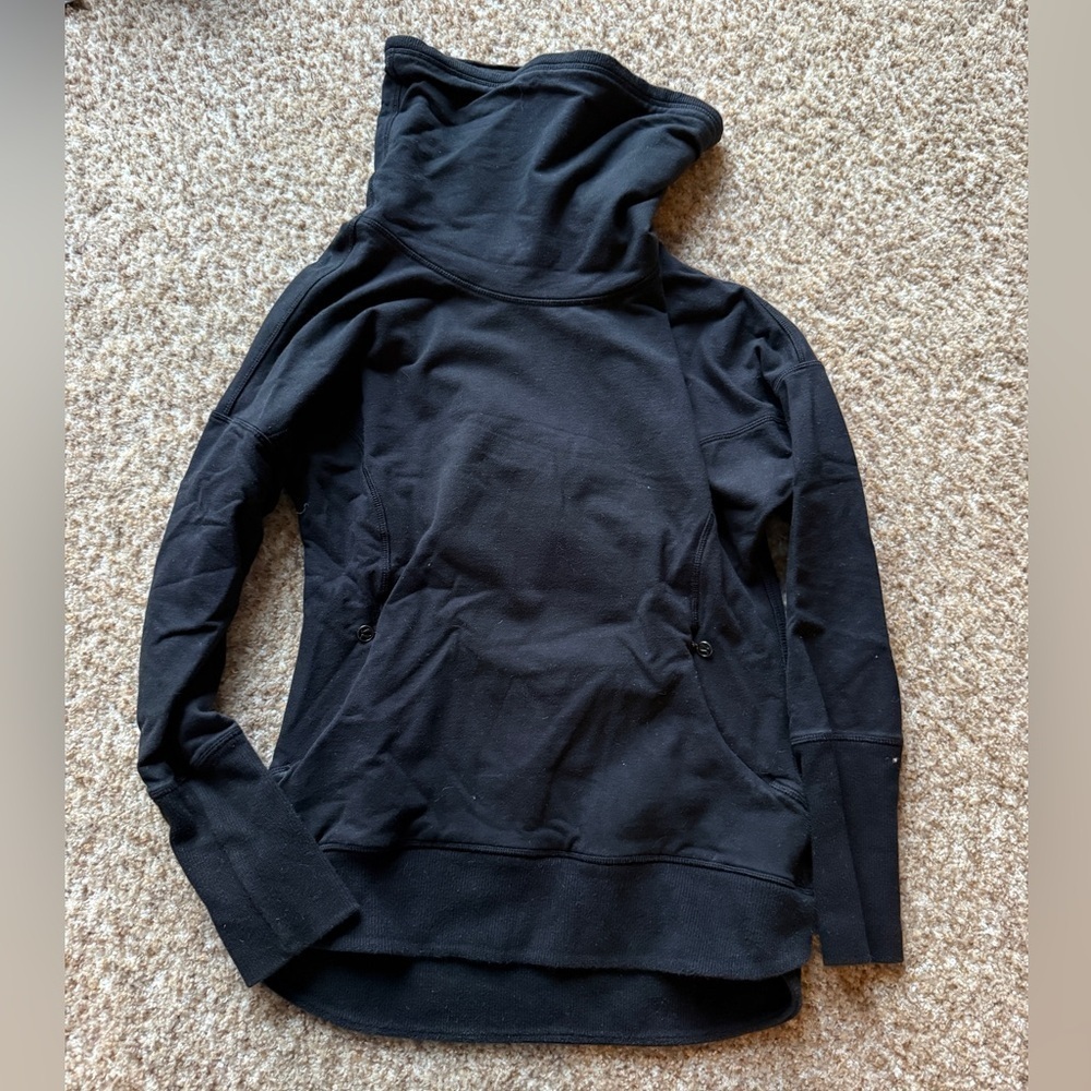 Lululemon Womens Long Sleeve Pullover Hoodie Charcoal Gray Size 4 Joey Pouch